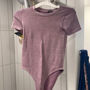 Zara M-L Purple Ribbed Bodysuit (fits small)